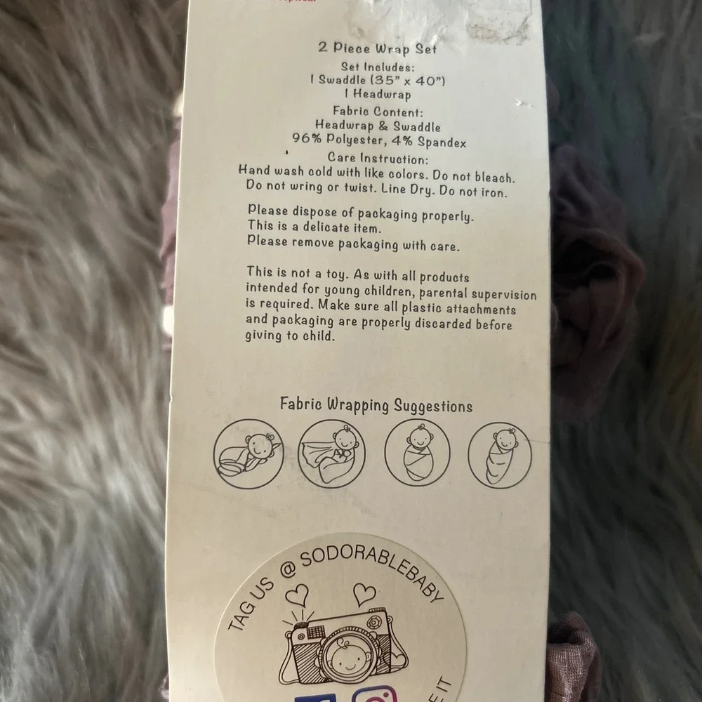 So Dorable Baby Headwrap & Swaddle 2 Piece Set Purple Size 0-6 Months Super Soft